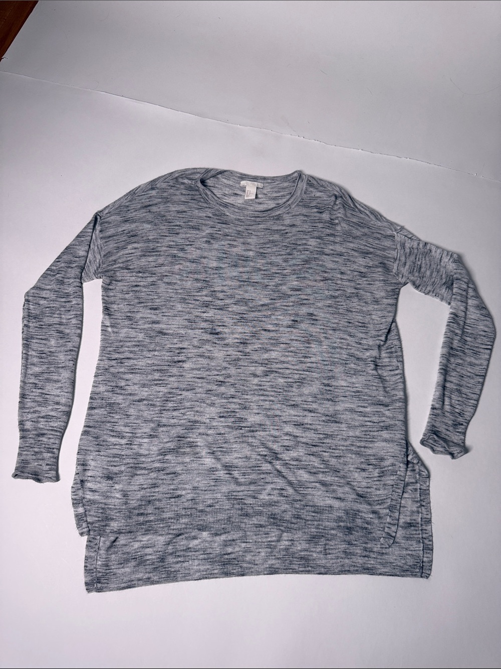 H&M Heather Gray Long-Sleeve Crew Neck Tunic Sweater